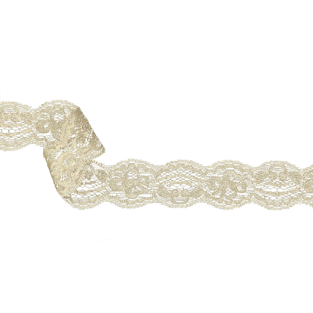 Ivory Shimmering Floral Stretch Lace - 1.625
