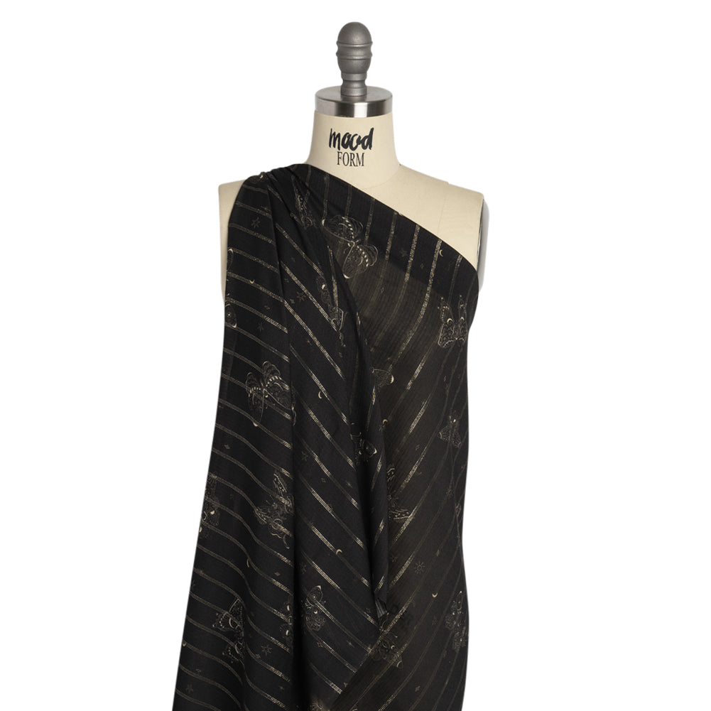 Mood Exclusive Black Sky Sanctuary Metallic Pinstriped Viscose Dobby - Joann Fabrics