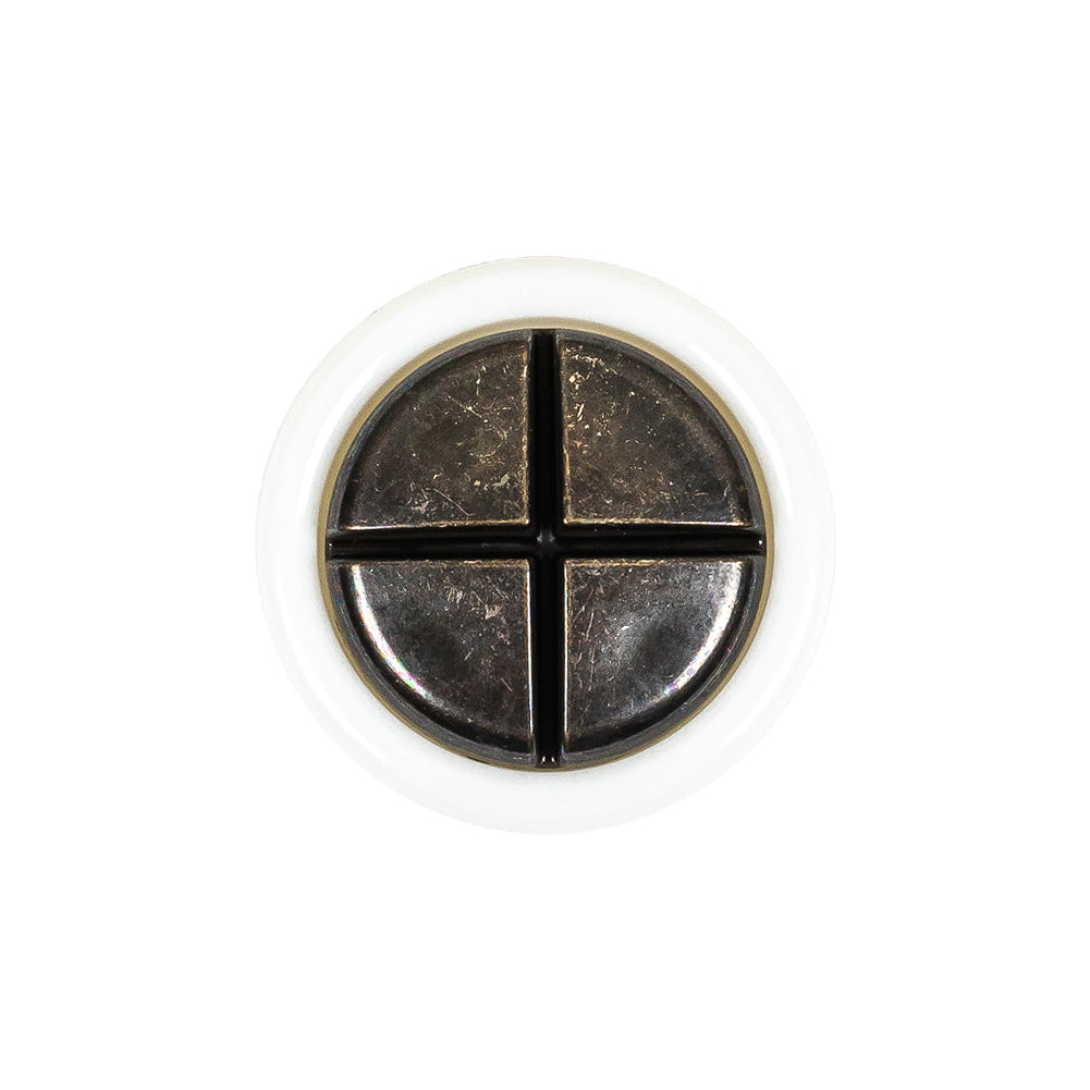Italian White and Antique Bronze Plus Sign Plastic Shank Back Button - 36L/23mm - Joann Fabrics