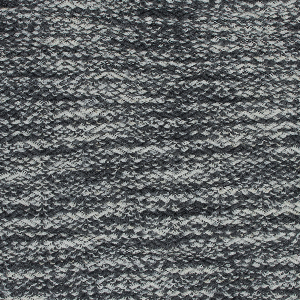 Wool Knit with Zig Zag Loops - Gray and White - Designer Deadstock - Joann Fabrics