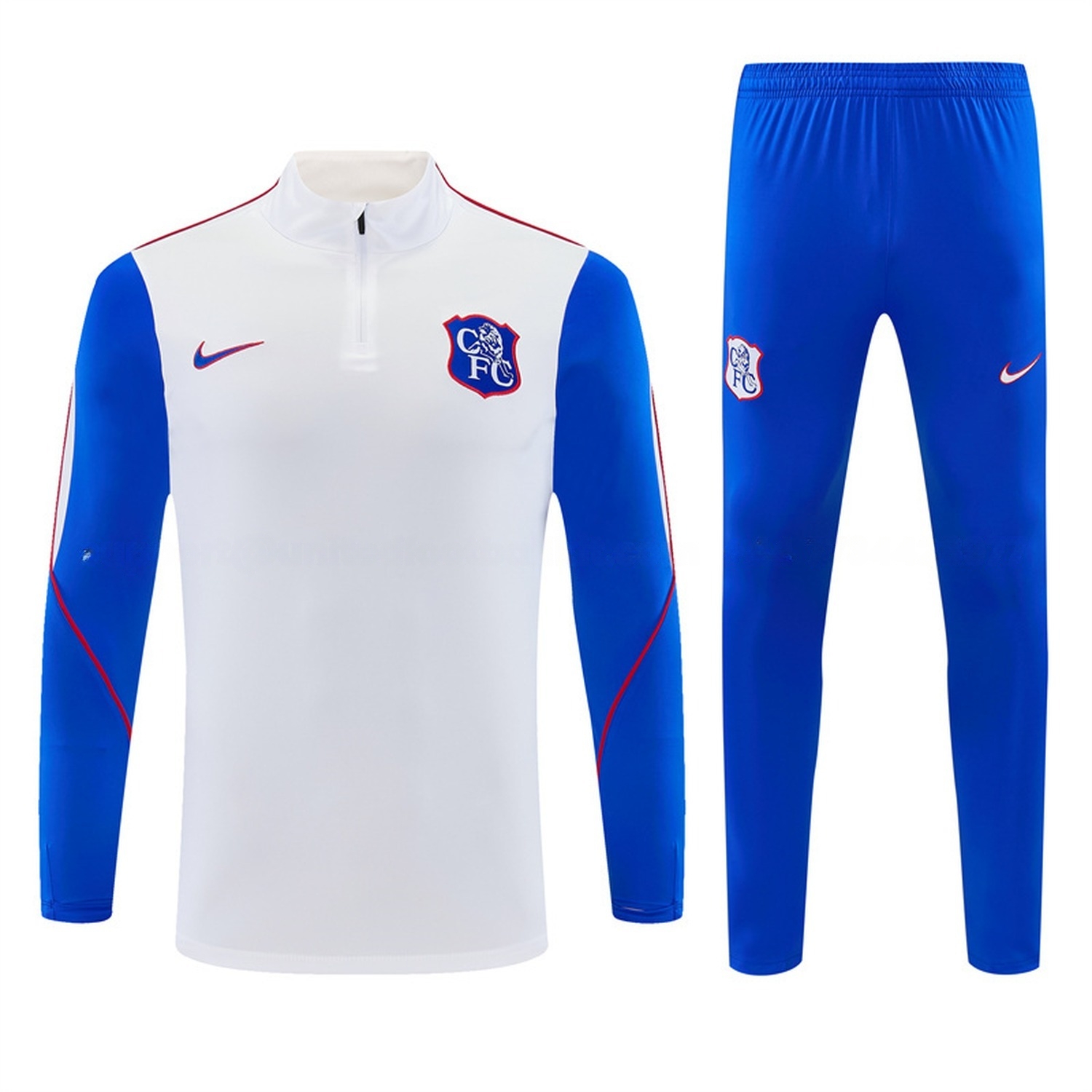 C.H.E.L.S.E.A 26-27 Long Sleeve Training Set - White Top & Royal Blue Pants - UnitedFutballJersey
