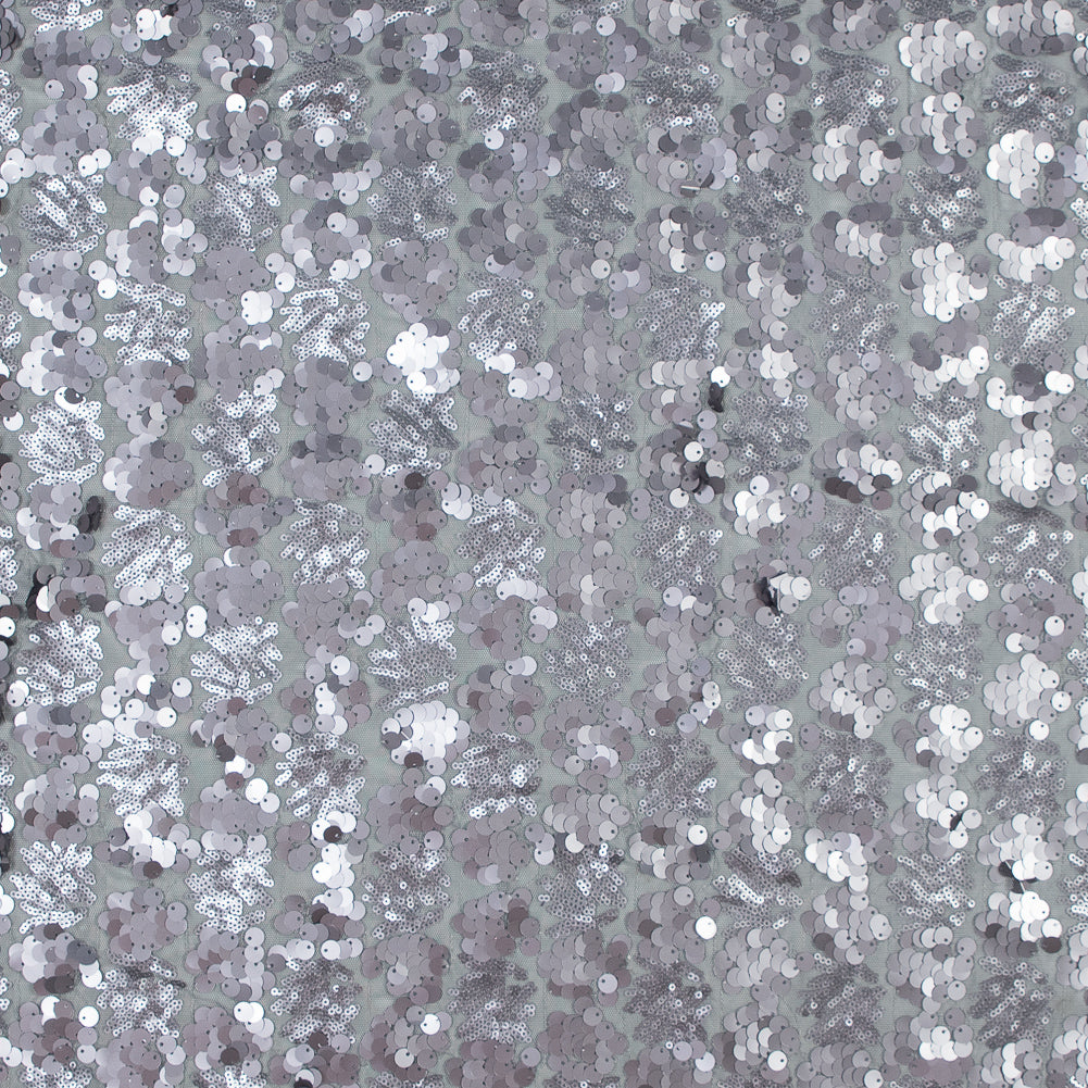 Mesh with Big and Little Sequins - Silver Abstract on Gray - Joann Fabrics