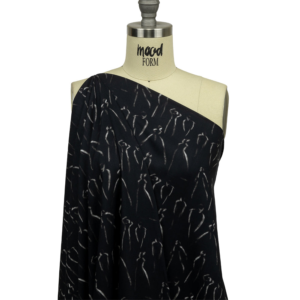 Rayon Batiste - Black Ghostly Figures - The Copper Queen Print - Mood Exclusive Abandoned Collection - Joann Fabrics