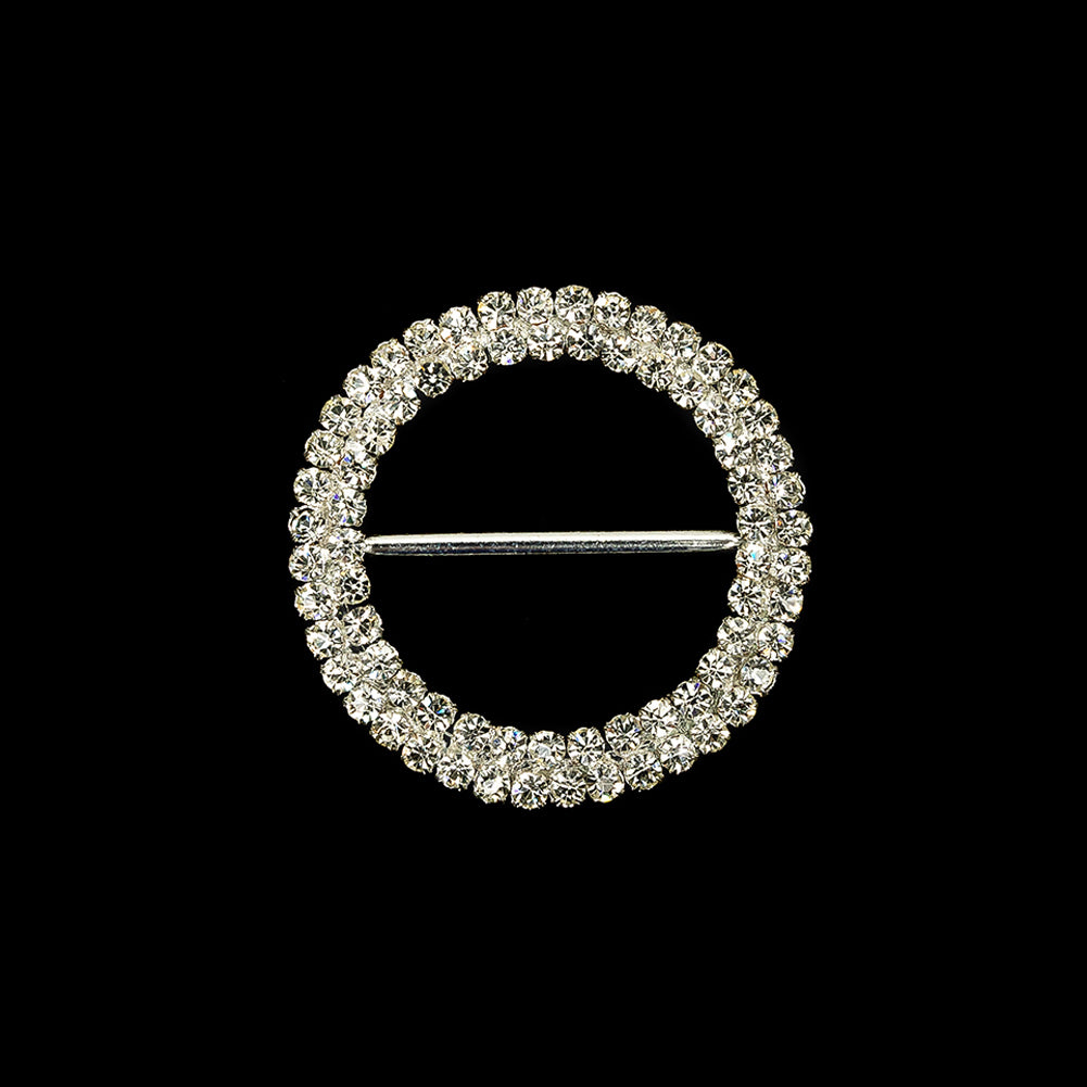 Vintage Two-Row Czech Crystal Rhinestones and Silver Metal Slider - 2.375