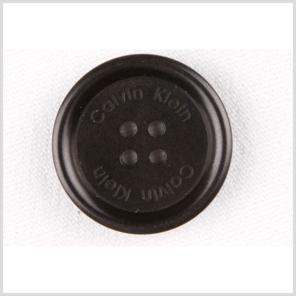 Plastic 4-Hole Button by Calvin Klein - 30L/19mm - Black Designer Logo Rolled Rim - Joann Fabrics