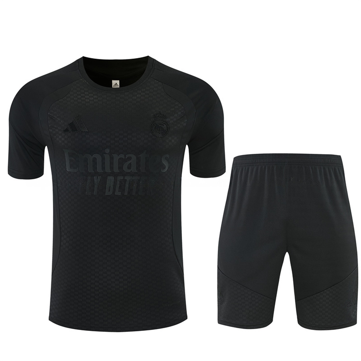 Real Madrid 26-27 Short-Sleeve Training Set - Pure Black Top & Black Shorts - UnitedFutballJersey
