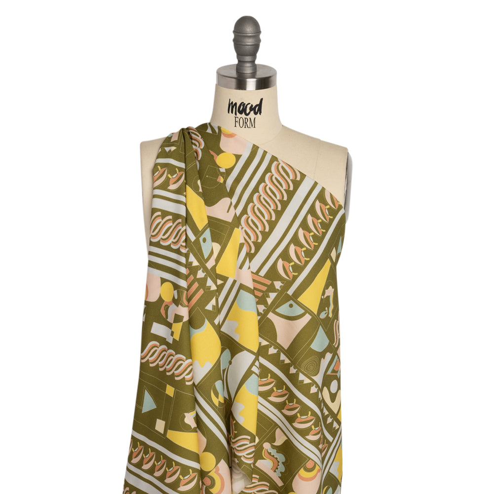 Mood Exclusive Olive Shape of the World Stretch Sustainable Rayon Batiste - Joann Fabrics