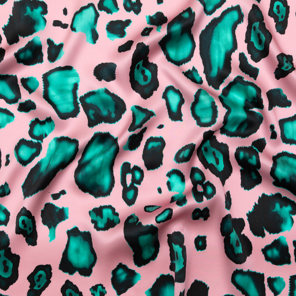 Mood Exclusive Italian Pink and Turquoise Abstract Digitally Printed Silk Charmeuse - Joann Fabrics