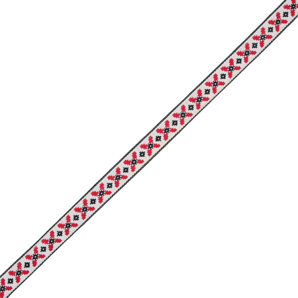 Black and Red German Jacquard Ribbon - 0.6