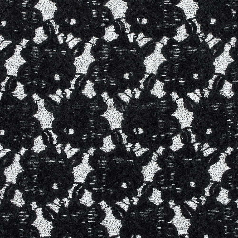 Jay Godfrey Black Floral Flocked Lace - Joann Fabrics