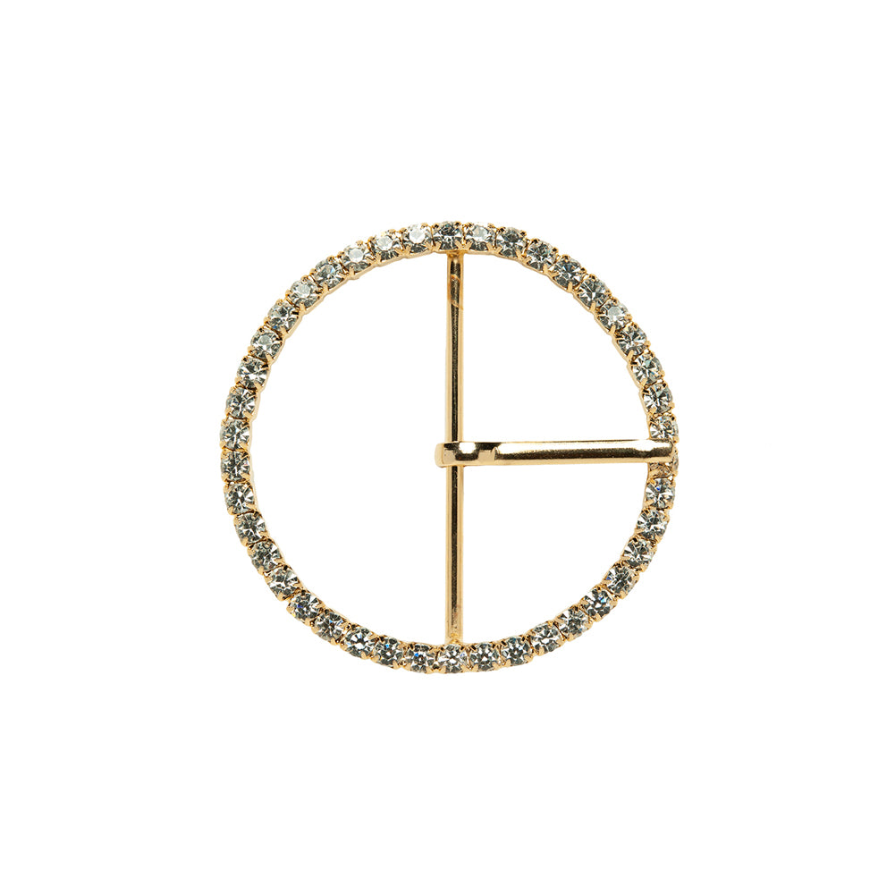 Swarovski Crystal and Gold Circular Rhinestone Buckle - 1.75