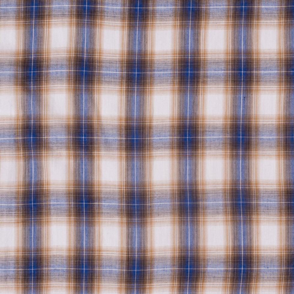 Famous NYC Designer Blue/Gold Plaid Cotton Voile - Joann Fabrics