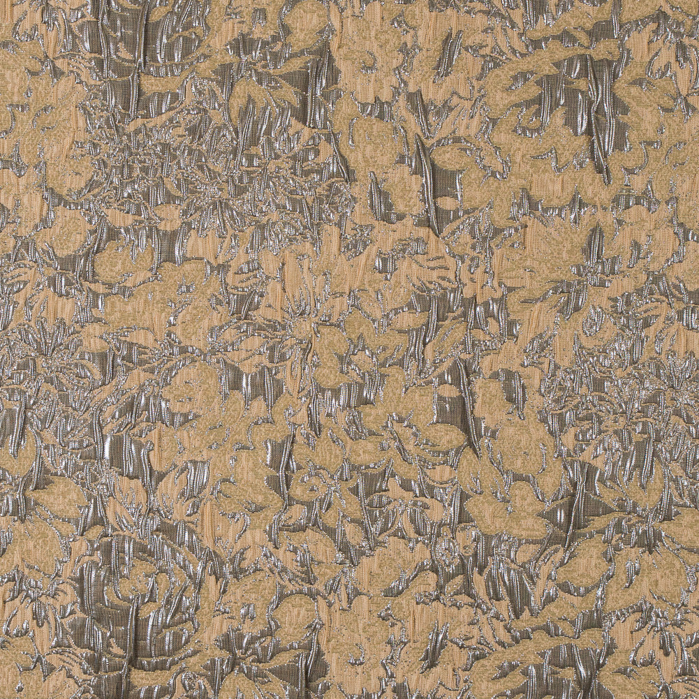 Metallic Gunmetal and Tan Abstract Floral Brocade/Jacquard - Joann Fabrics