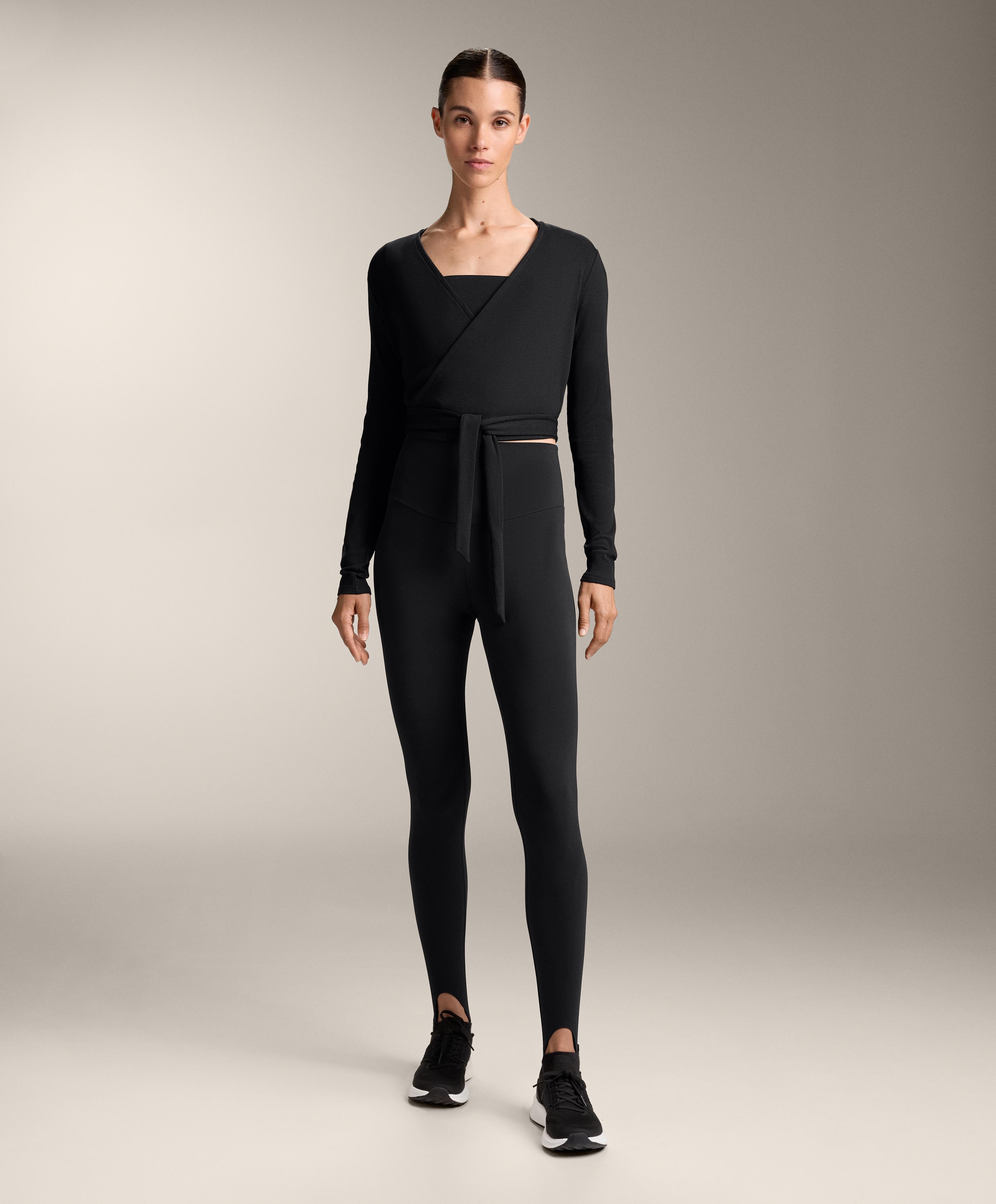 Wrap Over Rib Cotton Blend T-Shirt