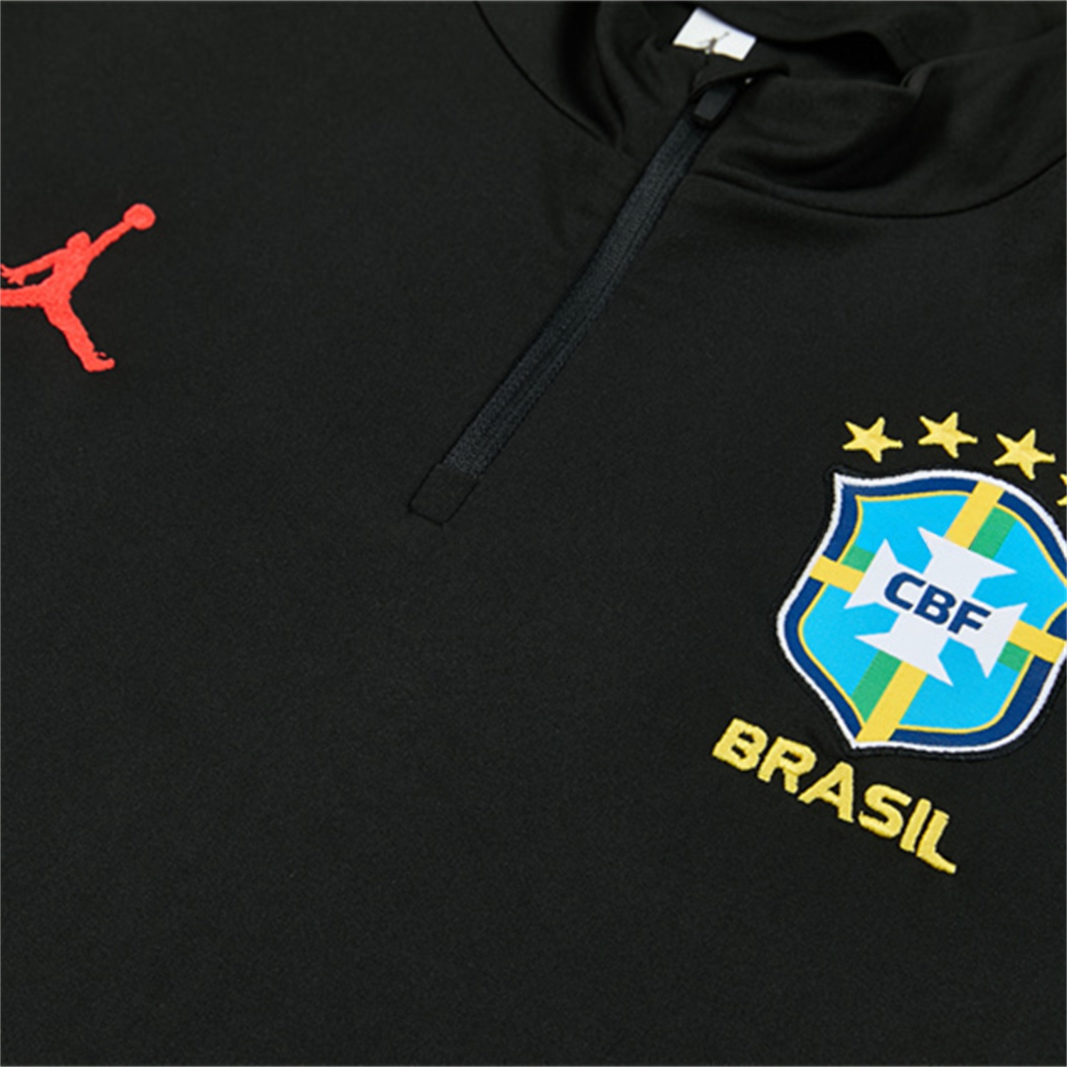 Brazil X JD 2026 Kids Long Sleeves Training Set - Black Top And Black Yellow Pants - UnitedFutballJersey