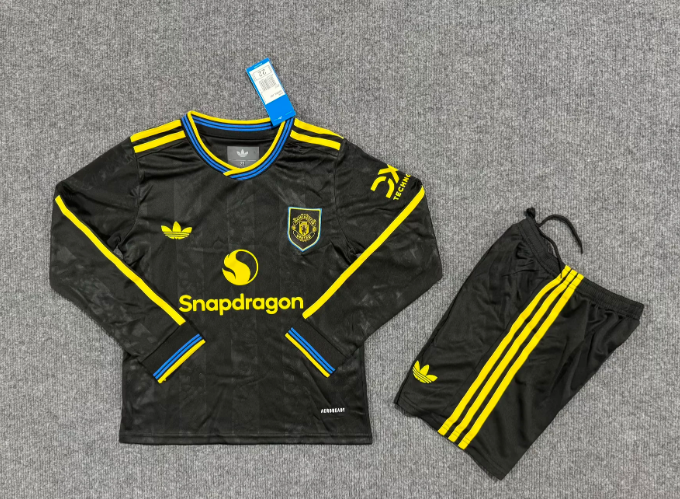 2025/2026 Long Sleeve Manchester United Third Away Football Shirt 1:1 Thai Quality Kids Size