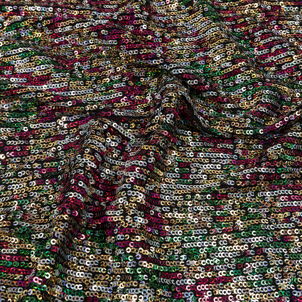 Mesh with Sequins - Metallic Rainbow on Black - Flavio Collection - Joann Fabrics
