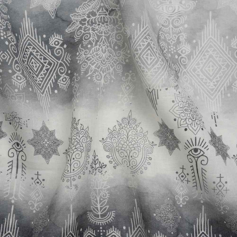 Black, Gray and White Diamonds and Flowers Lightweight Linen Woven - Joann Fabrics