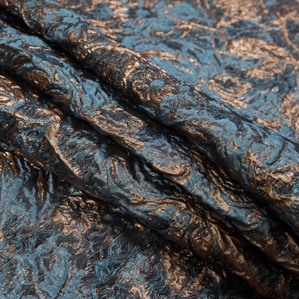 Blue and Gold Luxury Abstract Metallic Brocade - Joann Fabrics