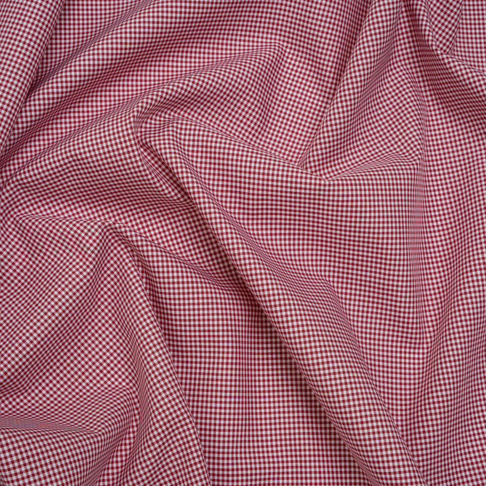Cotton Twill Shirting - Red and White Tiny Checks - Deadstock - Joann Fabrics