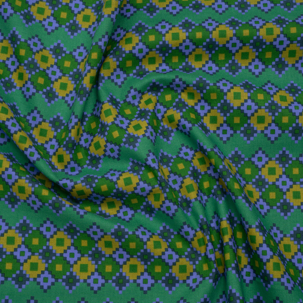 Printed Quilting Cotton by Anna Maria Textiles for Northcott - Sea Interwoven Geometric Stripes - Heiress Collection - Joann Fabrics