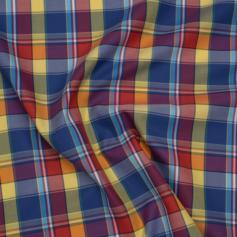 Cotton Twill Shirting - Red, Blue and Butter Yellow Plaid - Deadstock - Joann Fabrics