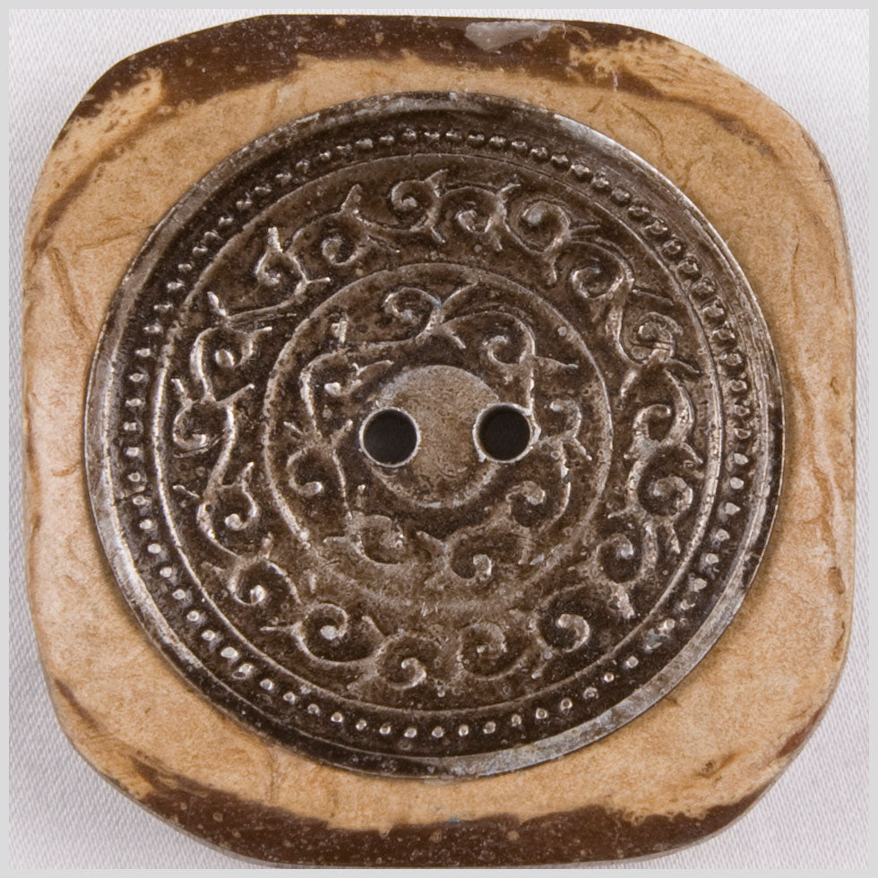 Natural and Silver Embossed Square 2 Hole Coconut Button - 80L/50.8mm - Joann Fabrics