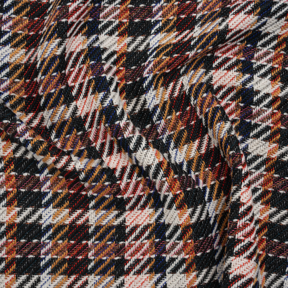Polyester and Wool Blend Twill Tweed - Black, Yellow and Blue Plaid - Joann Fabrics