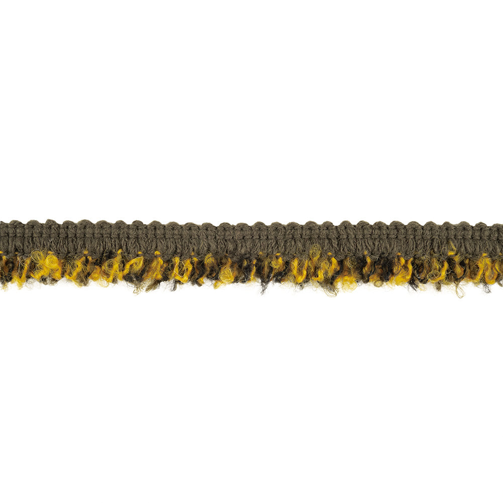 Wren, Black, and Mustard Boucle Looped Fringe Trim - 0.625