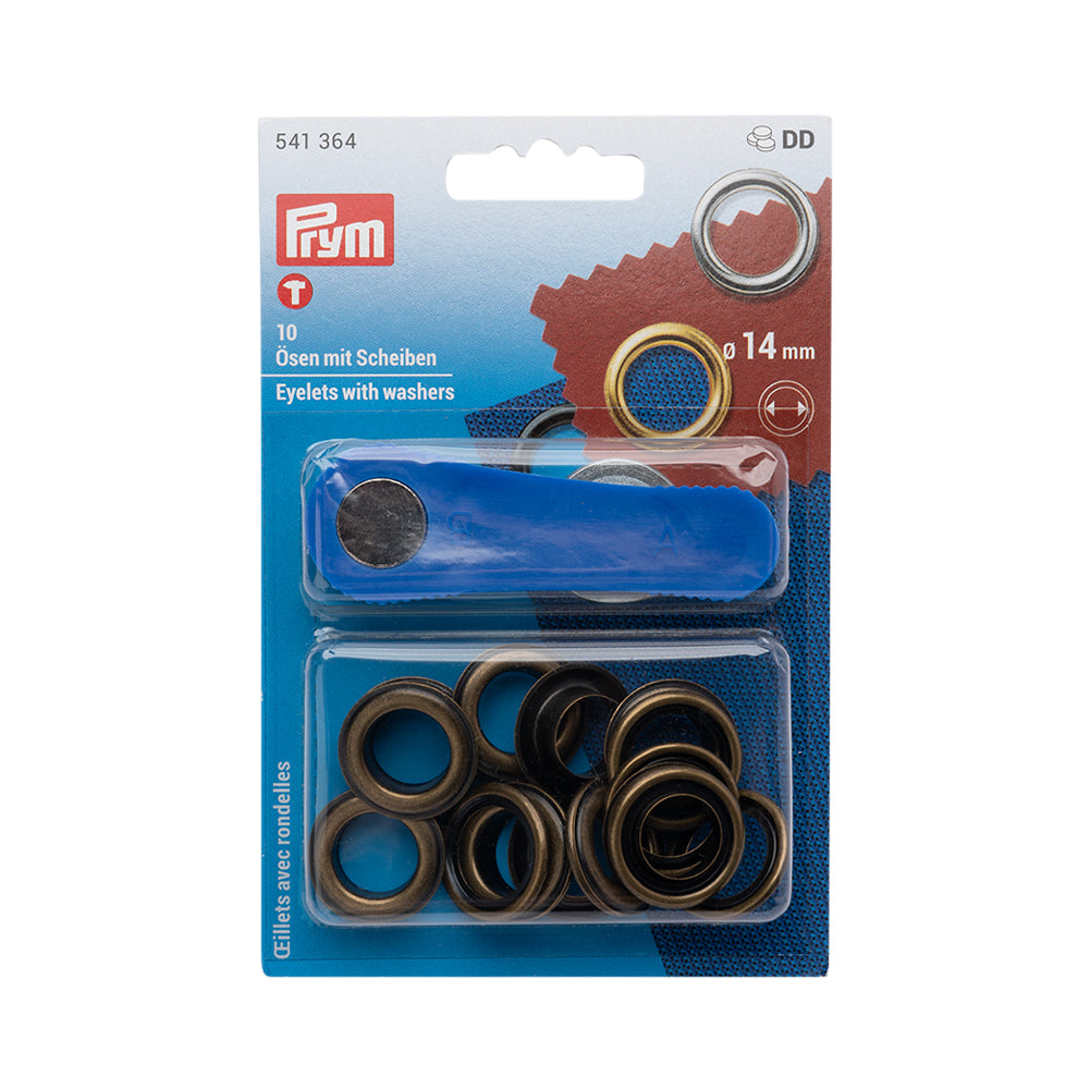 Prym Eyelets with Washers and Tools - Antique Brass 14mm - 10pc - Joann Fabrics