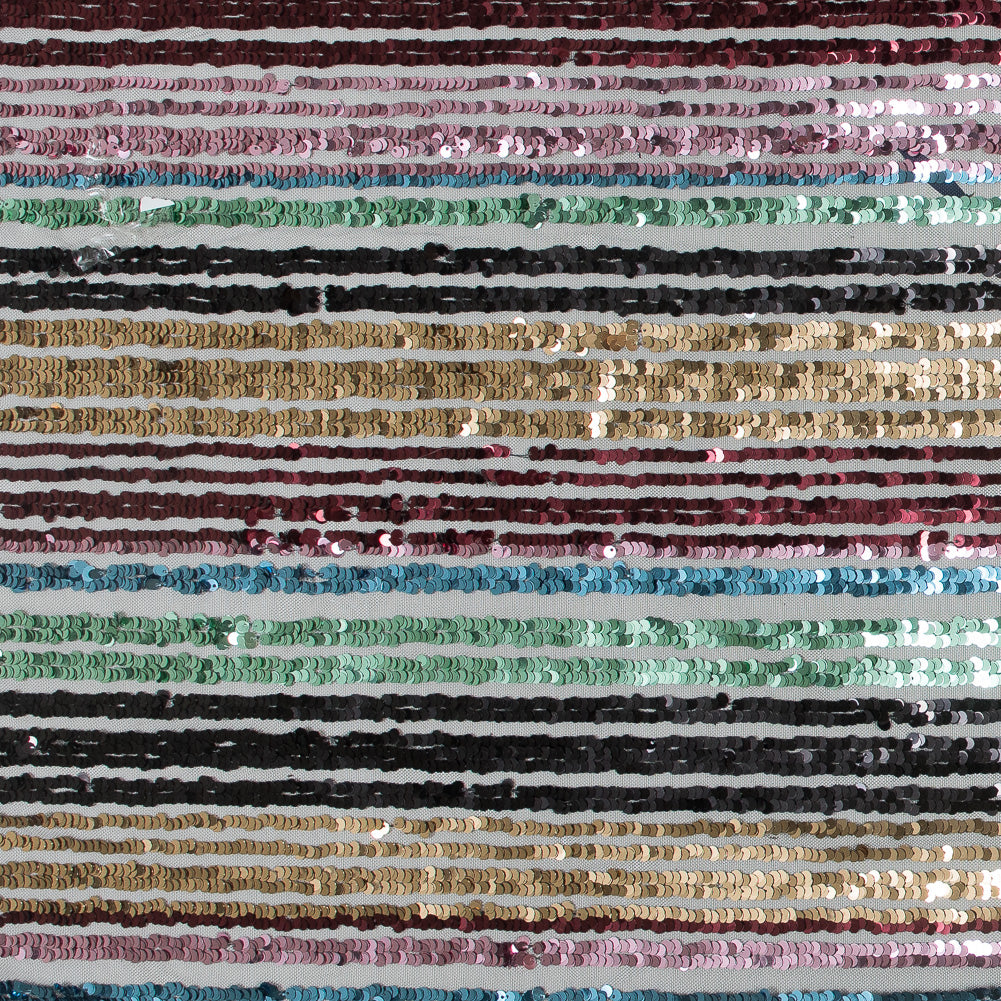 Tulle with Seqquins - Shiny Rainbow Stripes on Black - Joann Fabrics