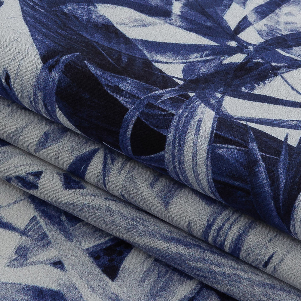 Mercerized Organic Egyptian Cotton Shirting - Blue and Cool Gray Tropical Oasis - Ravello Collection - Joann Fabrics