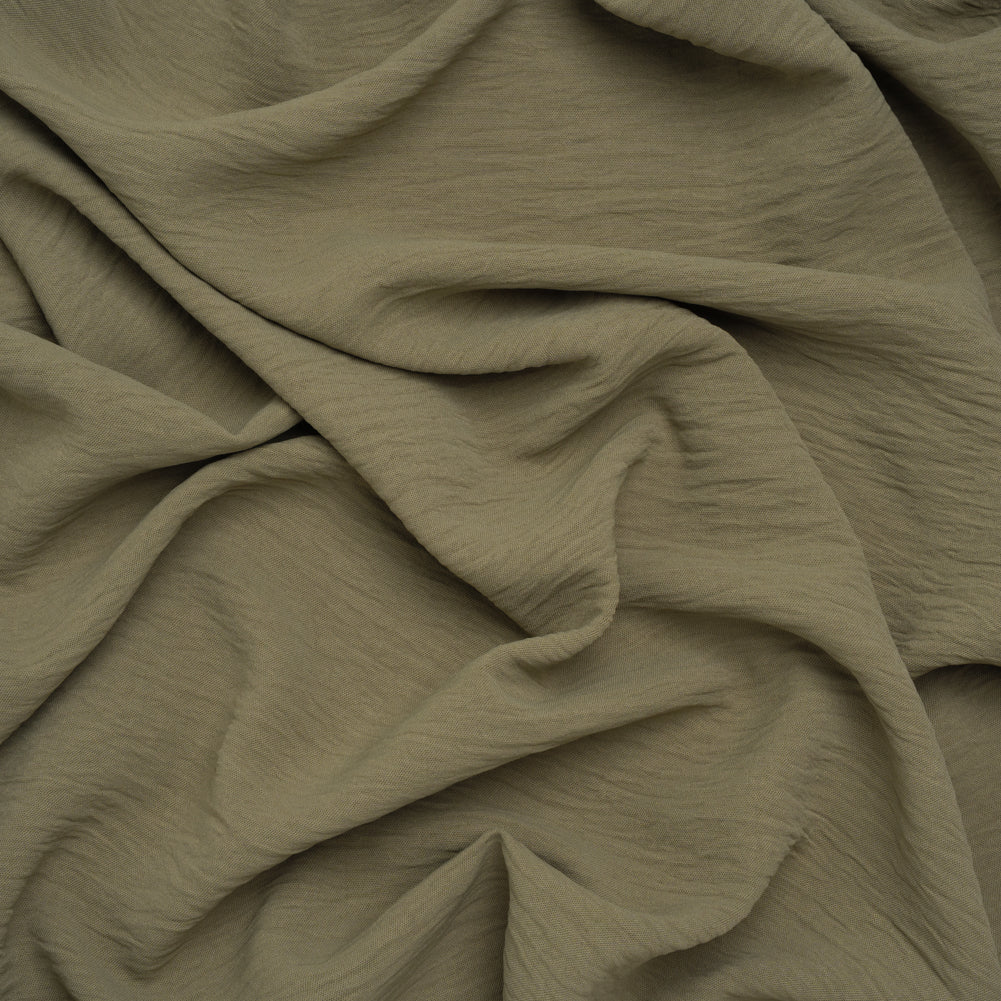 Crinkled Stretch Polyester Woven - Dusty Olive Green - Designer Deadstock - Joann Fabrics