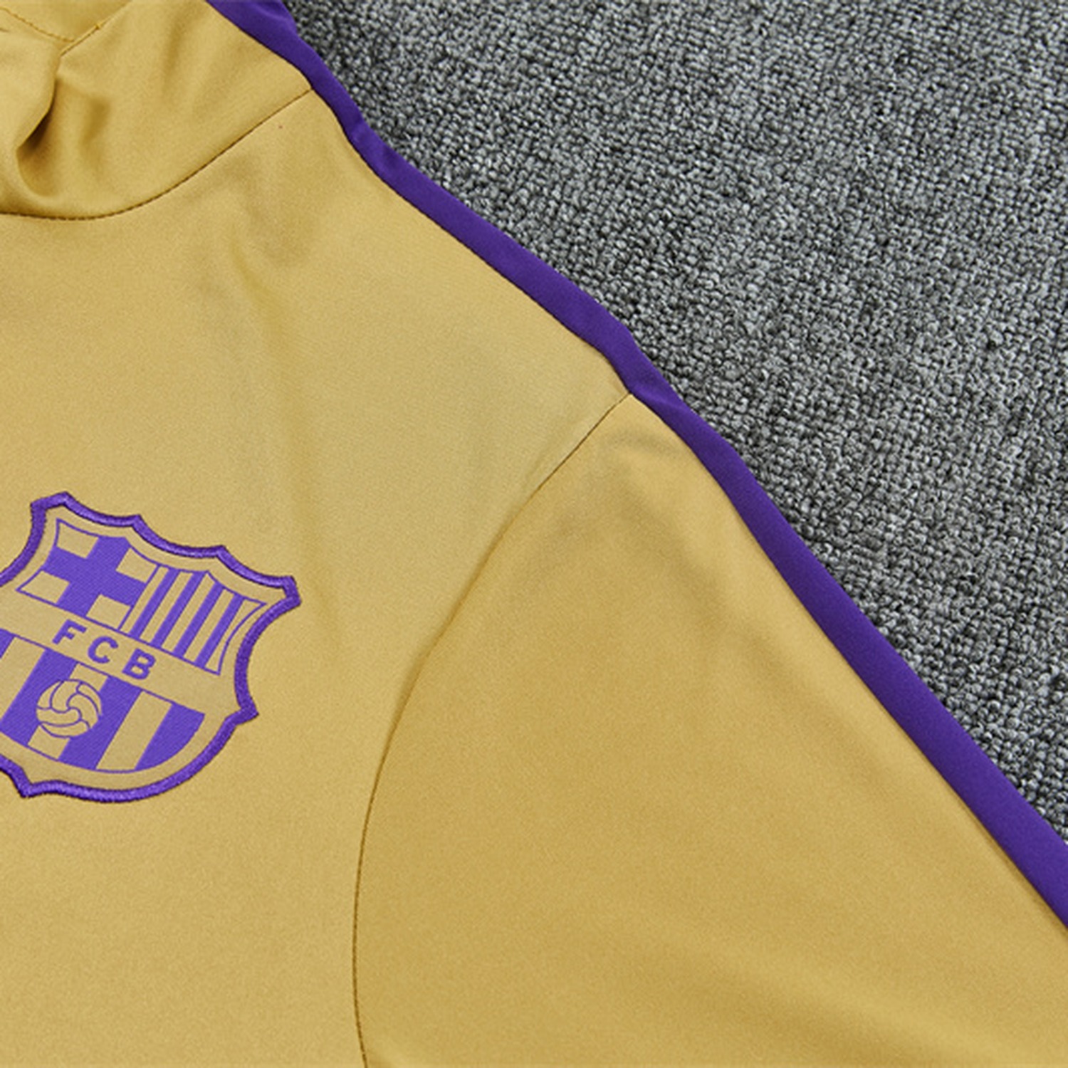 Barcelona 26-27 Long Sleeve Training Set - Gold Top & Black Pants - UnitedFutballJersey