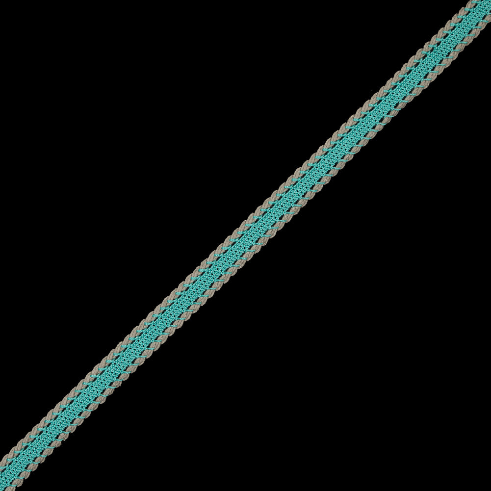 Teal and Beige European Crochet Trim - 0.5