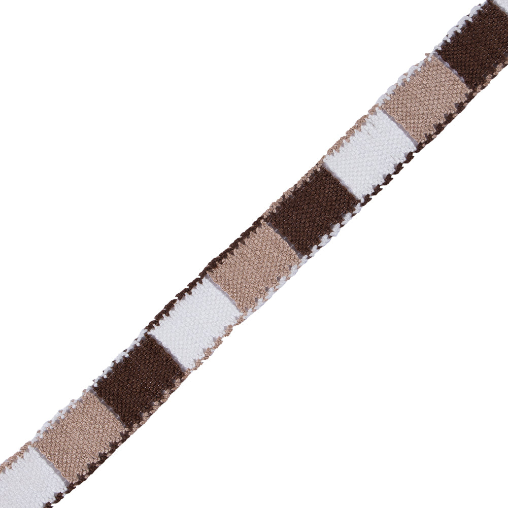 Brown, Tan and White 3-Tone Crochet Trim - 1.25