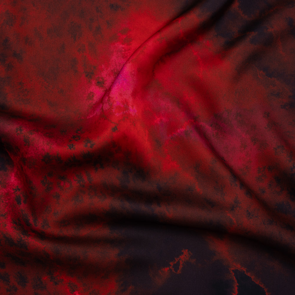Polyester Satin - Red, Pink and Black Spotted Abstract - Mood Exclusive Nebula Storm Print - Joann Fabrics