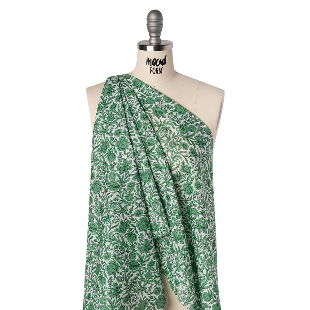 Liberty Fabrics Tana Lawn® - Sambourne Green - Dark Mint Green and White Fancy Roses - Joann Fabrics