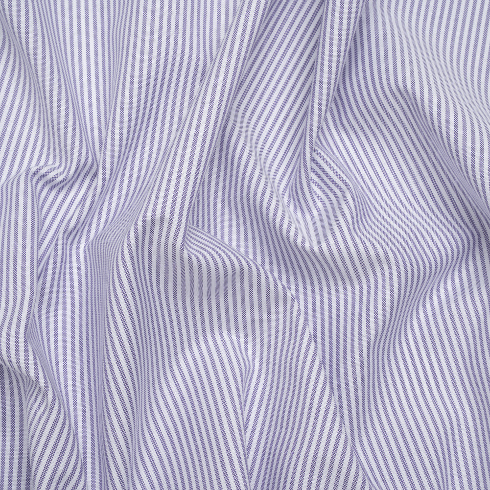 Cotton Oxford Shirting - Violet and White Candy Stripes - Deadstock - Joann Fabrics