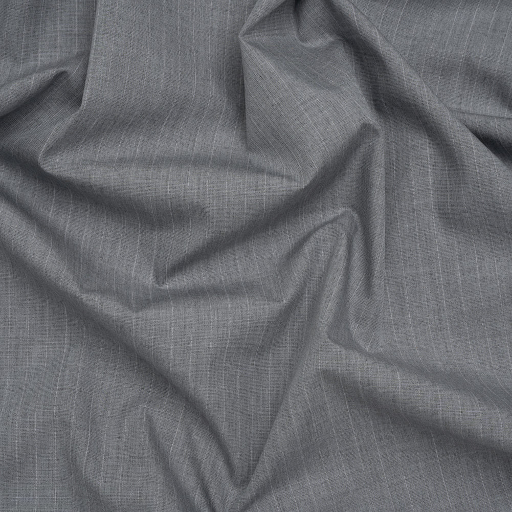 Cotton Shirting - Heathered Gray with Faint White Pinstripes - Deadstock - Joann Fabrics