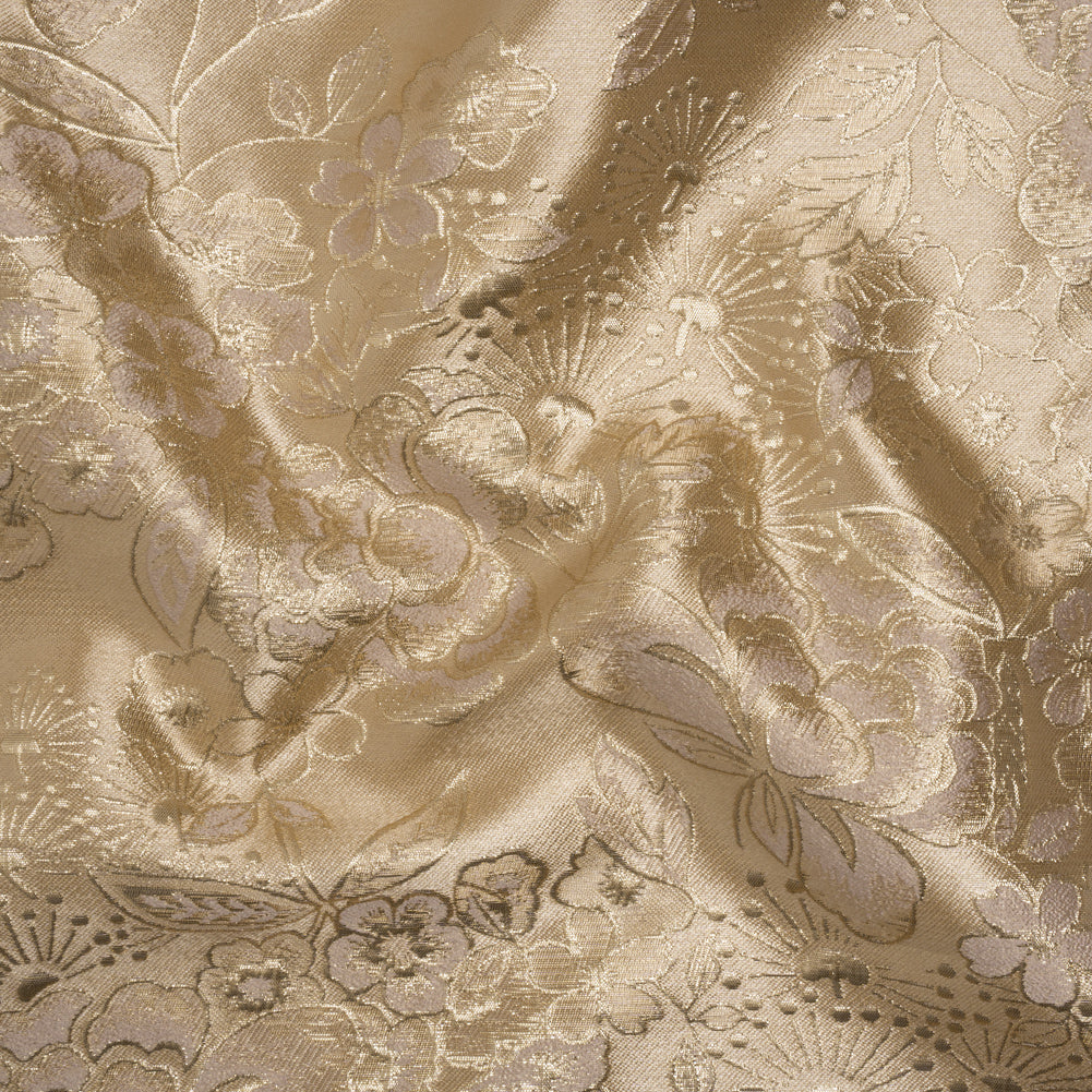 Metallic Brocade - Light Mauve, Pale Beige and Gold Flower Garden - Joann Fabrics