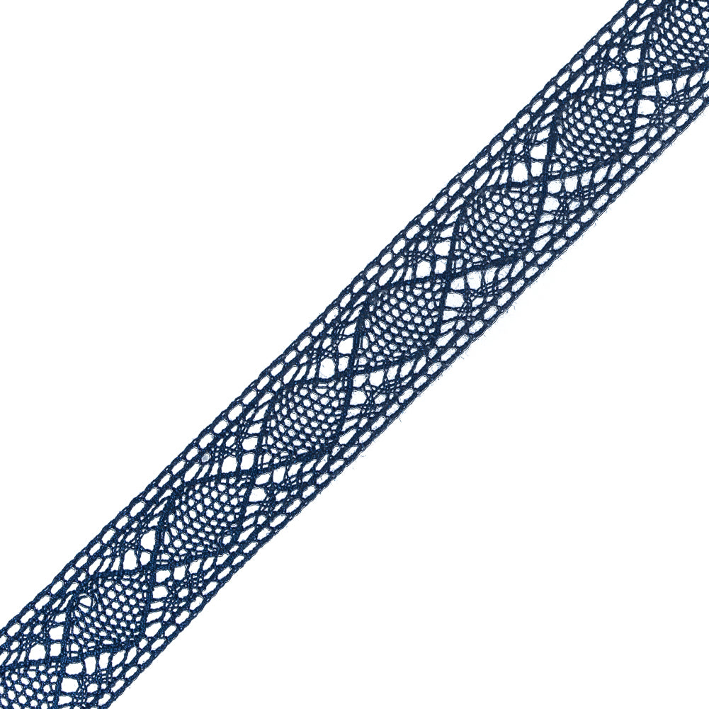 European Navy Diamonds Crochet Lace Cotton Trimming - 3/4