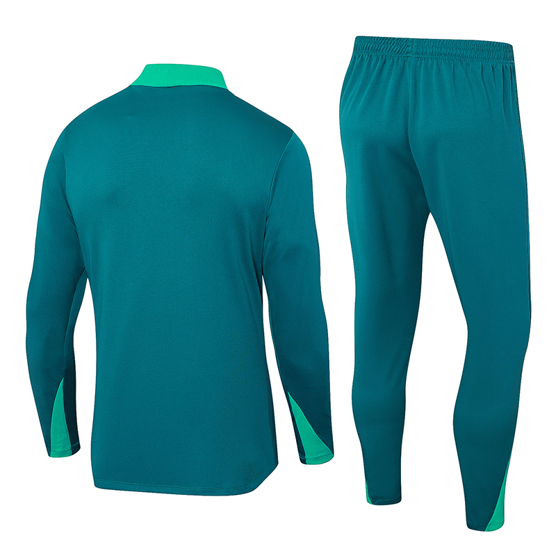 2024-2025 Portugal Half-Pull Training Suit Dark Green Football Shirt Set