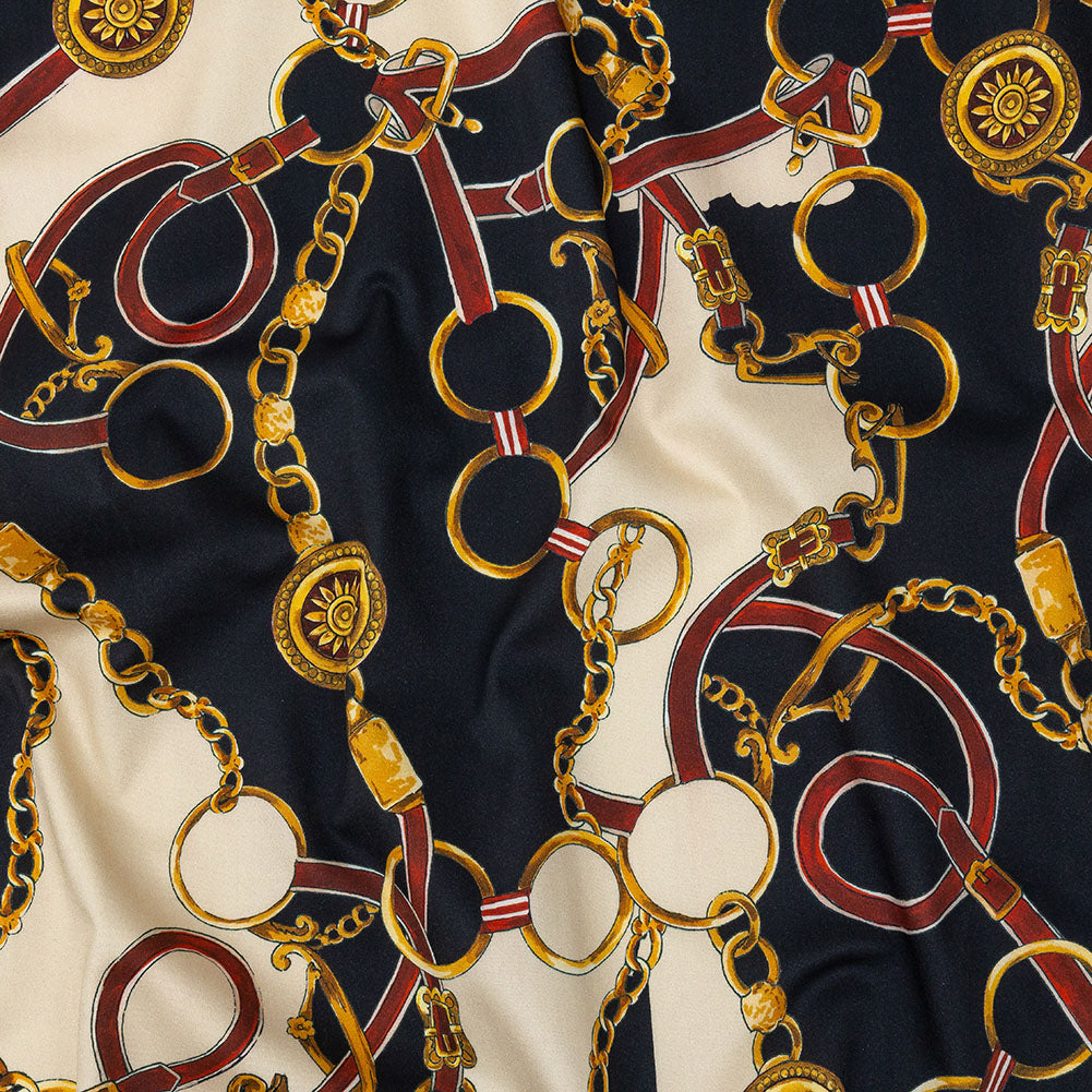 Mood Exclusive Navy Chaining Directions Stretch Cotton Sateen - Joann Fabrics