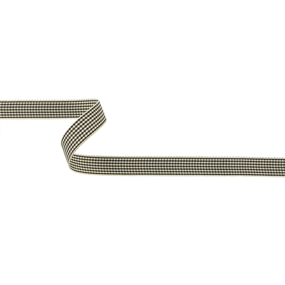 Black and Cream Houndstooth Check Woven Ribbon - 0.625