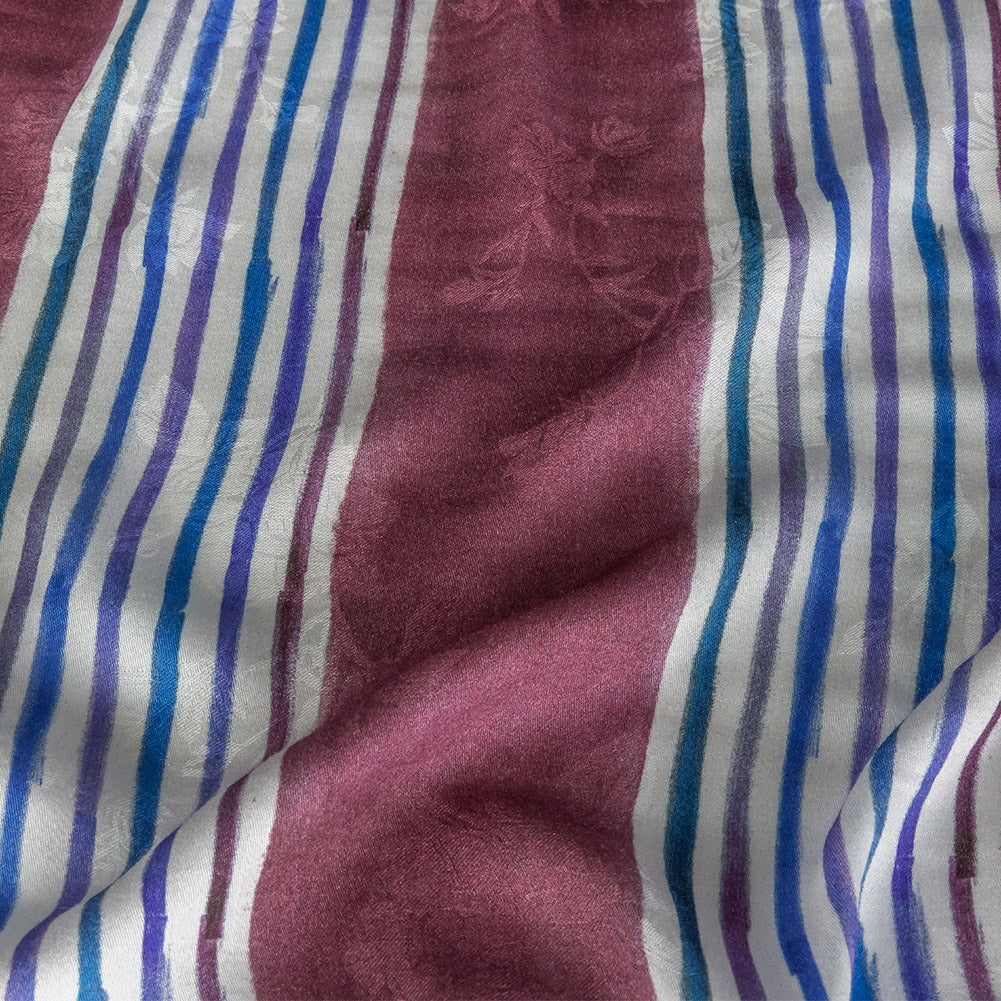 Flowery Viscose Jacquard Print - Purple, Blue and White Stripes - Mood Exclusive Morning Blinds - Joann Fabrics
