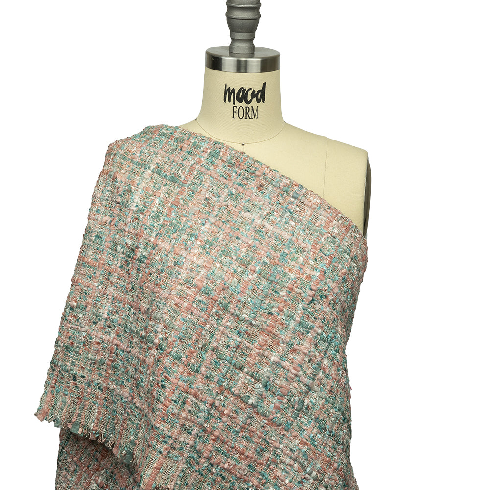 Viscose and Acrylic Chenille Tweed - Rose Tan and Light Teal - Newcastle Collection - Joann Fabrics