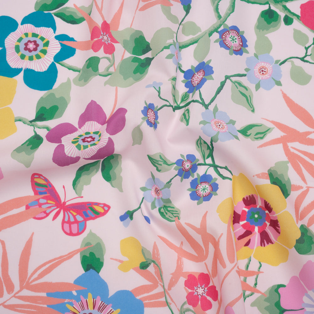 Liberty Fabrics Tana Lawn® - Pavilion Pink - Light Pink, Yellow and Green Bold Florals - Joann Fabrics