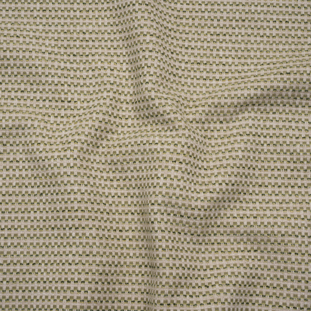 Recycled Polyester and Cotton Jacquard - Moss Little Checked Stripes - British Imported - Joann Fabrics