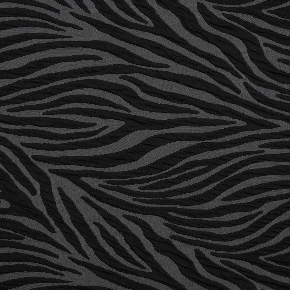 Stretch Knit Jacquard by Mara Hoffman - Gray and Black Tiger Stripes - Designer Deadstock - Joann Fabrics